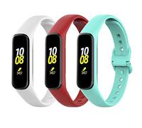 Yikamosi Bands Compatible with Samsung Galaxy Fit 2,Soft Silicone Stainless Steel Clasp Replacement Smart Watch Bracelet Strap Bands Fit Samsung Galaxy Fit 2 SM-R220(3PC,White+Red+Mint)