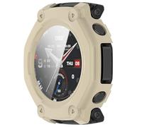 Yikamosi Carcasa con Protector de Pantalla Cobertura Completa HD Ultrafina Funda Protectora Compatible con Amazfit T-Rex 3 Pro 48MM,Caqui