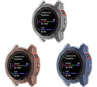 Yikamosi Carcasa Protectora Compatible con Garmin Epix2/Epix Gen 2,Anti-rasguños Anti caída TPU Suave Carcasa de Parachoques para Garmin Epix2/Epix Gen 2 Smartwatch,Claro+Naranja+Azul