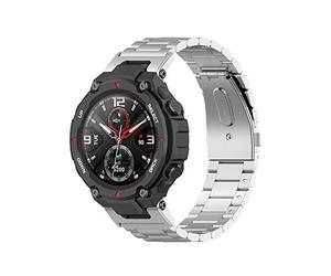 Yikamosi Compatible con Amazfit T-Rex Correa,liberación rápida Pulsera de Acero Inoxidable Pulsera de Repuesto para Amazfit T-Rex A1918/T-Rex Pro,Plata