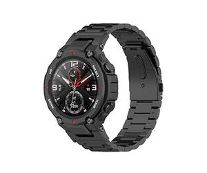 Yikamosi Compatible con Amazfit T-Rex Correa,liberación rápida Pulsera de Acero Inoxidable Pulsera de Repuesto para Amazfit T-Rex A1918/T-Rex Pro,Negro