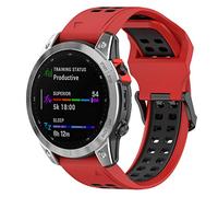 Yikamosi Compatible con Garmin Fenix 7 Correa,22MM Color Dual liberación rápida Silicona Suave Cierre de Acero Inoxidable Correas de Repuesto para Garmin Fenix 7/6/5/Fenix 5 Plus,Rojo/Negro