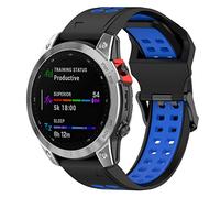 Yikamosi Compatible con Garmin Fenix 7 Correa,22MM Color Dual liberación rápida Silicona Suave Cierre de Acero Inoxidable Correas de Repuesto para Garmin Fenix 7/6/5/Fenix 5 Plus,Negro/Azul