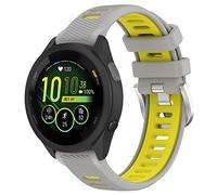 Yikamosi Compatible con Garmin Forerunner 265S Correa para Mujer y Hombre,Dual Color liberación rápida Silicona Suave Cierre de Acero Inoxidable Correas de Repuesto para Forerunner 265S,Gris/Amarillo