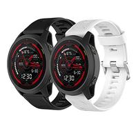 Yikamosi Compatible con Garmin Forerunner 745 Correa,liberación rápida Silicona Suave Cierre de Acero Inoxidable Correas de Repuesto para Garmin Forerunner 745,Negro + Blanco