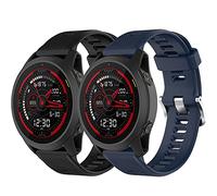 Yikamosi Compatible con Garmin Forerunner 745 Correa,liberación rápida Silicona Suave Cierre de Acero Inoxidable Correas de Repuesto para Garmin Forerunner 745,Negro + Azul Medianoche