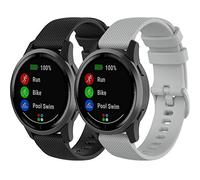 Yikamosi Compatible con Garmin Vivoactive 4 Correa,22MM liberación rápida Silicona Suave Cierre de Acero Inoxidable Correas de Repuesto para Vivoactive 4/Venu 2,Negro+Gris