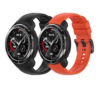 Yikamosi Compatible con Honor Watch GS Pro Correa,liberación rápida Silicona Suave Cierre de Acero Inoxidable Correas de Repuesto para Honor Watch GS Pro,Negro + Naranja Rojo