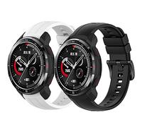Yikamosi Compatible con Honor Watch GS Pro Correa,liberación rápida Silicona Suave Cierre de Acero Inoxidable Correas de Repuesto para Honor Watch GS Pro,Blanco + Negro