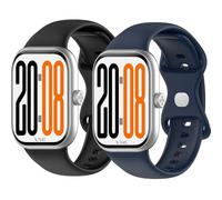 Yikamosi Compatible con Honor Watch X5 Correa para Mujer y Hombre,liberación rápida Silicona Suave Cierre de acero inoxidable Correas de Repuesto para Watch X5 Smart Watches,Negro+Azul Medianoche