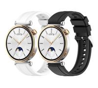 Yikamosi Compatible con Huawei Watch GT4 Correa para Mujer y Hombre,18MM liberación rápida Silicona Suave Cierre de Acero Inoxidable Correas de Repuesto para Huawei Watch GT4 41MM,Blanco+Negro