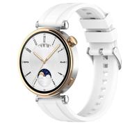 Yikamosi Compatible con Huawei Watch GT4 Correa para Mujer y Hombre,18MM liberación rápida Silicona Suave Cierre de Acero Inoxidable Correas de Repuesto para Huawei Watch GT4 41MM,Blanco