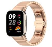 Yikamosi Compatible con Redmi Watch 3 Correa para Mujer y Hombre,liberación rápida Pulsera de Acero Inoxidable Pulsera de Repuesto para Redmi Watch 3/Xiaomi Watch Lite 3,Oro Rosa