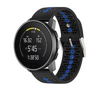 Yikamosi Compatible con Suunto 9 Speak Correa,22MM liberación rápida Silicona Suave Cierre de Acero Inoxidable Correas de Repuesto para Suunto 9 Speak,Negro/Azul