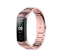 Yikamosi Compatible with Huawei Honor Band 4/Band 5,Stainless Steel Metal Quick Fit Replacement Smart Watch Bracelet Strap Bands for Huawei Honor Band 4(CRS-B19)/Band 5(CRS-B19S)(Rose Pink)