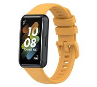 Yikamosi Correa Compatible con Huawei Band 7,liberación rápida Silicona Suave Cierre de Acero Inoxidable Correas de Repuesto para Huawei Band 7,Amarillo