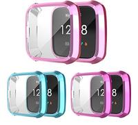 Yikamosi Screen Protector Compatible with Fitbit Versa Lite, Soft TPU Full Coverage Protective Case Cover Compatible with Fitbit Versa Lite,3PC(Pink,Blue,Purple)