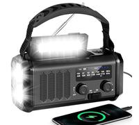 YIKANWEN Radio de Manivela con Batería 20000mAh Recargable, Radio Solar Portátil, Radio para Emergencias con Dynamo Am/FM, Power Bank, Linterna para Camping, Alarma SOS, Brújula (Negro)