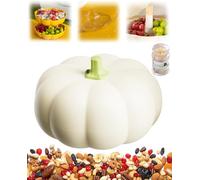 Yikeyuan Pumpkin Snack Tray, Pumpkin Snack Bowl with Removable Multi-grid Compartments and Built-In Toothpick Holder, Stackable Snack Holder for Halloween, Thanksgiving & Fall Parties (White)
