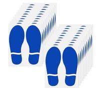 YIKIADA Azules Pegatinas de Suelo con Estampado de Huellas de Zapatos, 8 x 18 cm, Vinilo Autoadhesivo, Marcas de Suelo, Impresión, Impermeable, 20 hojas