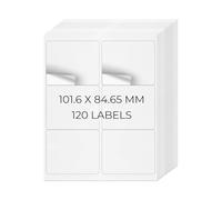 YIKIADA Etiquetas de dirección blancas imprimibles de 101,6 × 84,7 mm, de vinilo, autoadhesivas, 6 por hoja, calcomanías extraíbles para impresora láser de inyección de tinta, 20 hojas