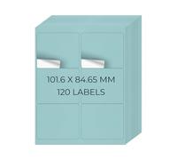 YIKIADA Etiquetas de dirección imprimibles azules de 101,6 × 84,7 mm, de vinilo, autoadhesivas, 6 por hoja, calcomanías extraíbles para impresora láser de inyección de tinta, 20 hojas