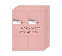 YIKIADA Etiquetas de dirección imprimibles rosas de 101,6 × 84,7 mm, de vinilo, autoadhesivas, 6 por hoja, calcomanías extraíbles para impresora láser de inyección de tinta, 20 hojas