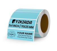 YIKIADA Etiquetas Térmicas Autoadhesivas 25 X 76 mm Azul Pegatina Rectangular Impermeable Removible Imprimible por Oficina QR Inventario 500 Piezas por Rollo