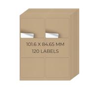 YIKIADA Kraft - Etiquetas de dirección imprimibles de 101,6 × 84,7 mm, vinilo autoadhesivo, 6 por hoja, calcomanías extraíbles para correo para impresora láser de inyección de tinta, 20 hojas