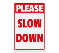 YIKIADA Letrero de aluminio con texto en inglés "Please Slow Down", de 45,7 x 30,5 cm, para seguridad infantil y tráfico, reflectante, señalización de advertencia para el vecindario y la zona de