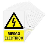 YIKIADA Pegatina Riesgo Eléctrico rectángulo - Señal Peligro Eléctrico Adhesiva 10x15cm - 10ud