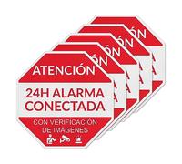 YIKIADA Pegatinas Alarma Conectada - Cartel Videovigilancia - Placa Zona Videovigilada Adhesiva Material de Vinilo 15X15CM-5ud