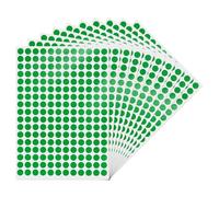 YIKIADA Pegatinas de puntos redondas de 10 mm, color verde, puntos de marcado autoadhesivos, resistentes al agua, pegatinas pequeñas de codificación de colores, 2040 unidades