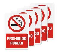 YIKIADA Pegatinas Prohibido Fumar Adhesiva - Señales de Advertencia para No Fumar Espacio sin Humo 20x30cm - 5ud