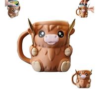 yikkiykk Highland Cow - Soporte para pintas de Hielo, Funda para Pinta de Helado con Cuchara y asa, Bonito Recipiente Enfriador de Helados de Animales, a Prueba de Fugas, Taza de Cerveza