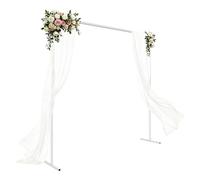 Yikmid Arco de boda cuadrado regulable en altura de hierro metal blanco estable soporte decorativo fácil montaje para flores luces jardín interior exterior boda compromiso cumpleaños fiesta decoración
