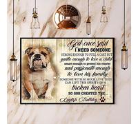 YiKue Divertidos letreros retro de hojalata con diseño de bulldog inglés God Once Said I Need Someone Vintage Auto Motocicleta Gasolina Garaje Decoración de pared del hogar Placas de metal 8 x 12