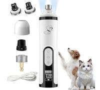 Yikuhot Molinillo de uñas para perro, recortador de uñas para perros, pantalla LCD de 3 velocidades, capacidad de batería de 2000 mAh, molinillo de uñas recargable por USB de doble luz, uñas gruesas