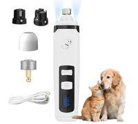 Yikuhot Molinillo de uñas silencioso para perros grandes, medianos y pequeños, patas y garras de gatos, doble luz, recargable por USB, eléctrico, suministros de aseo de uñas de 2 velocidades, regalos