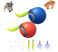 Yikuhot Speedy 3.0 - Juguete de cola para gatos, bola móvil para gatos con cola de pluma, bola interactiva recargable para ejercicio de gatos en interiores, balanceo interactivo inteligente para