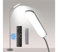 Yikuneng 18W Gris Lampara de Pie LED Regulable con Control Remoto, 1800LM Lampara de Lectura Ajuste Lineal de Temperatura de Color y Brillo, Para Sala de Estar Dormitorio Oficina