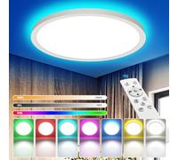 YiLaie 24W Plafon LED Techo Regulable con Mando Distancia,Ultrathin RGB Cambio Color Redonda Lámpara de techo,2700LM 3000K-6500K lampara techo dormitorio,Para Salón Cocina Baño,IP44 Impermeable,Ø30CM