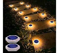 YiLaie Luces Solares Crepusculares Exterior Jardín 20 LED, 10cm Baliza Solar Suelo Hexagonal Adhesiva Iluminación 360°, IP68 Impermeable para Camino, Parking, Escalera, Acera, Blanco Cálido (2 Pack)