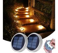 YiLaie Luces Solares Crepusculares Exterior Jardín 24 LED, 11cm Baliza Solar Suelo Circular Adhesiva Iluminación 360°, IP68 Impermeable para Camino, Parking, Escalera, Acera, Blanco Cálido (2 Pack)