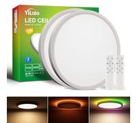 YiLaie Pack 2x Plafon LED Techo Regulable 24W,RGB Cambio Color Redonda Lámpara de techo,3000K-6500K lampara techo dormitorio,IP44 Impermeable,Ø30CM,Para Salón Cocina Baño