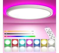 YiLaie Plafon LED Techo Regulable 24W 2200LM, 3000K-6500K Lámpara de Techo con control remoto, Luz de techo LED RGB,IP54 Impermeable Plafon para Baño Salón Dormitorio Cocina,Ø30CM