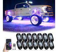 YiLaie RGB LED Rock Lights 14 Pcs, 210 LEDs Lights mit Phone App/Remote Control & Timing & Music Modus Kits de luces de roca, impermeable Underglow Light für ATV RZR UTV SUV Off Road Auto Motocicleta