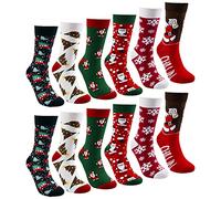 YILANJIN Calze Natalizie Unisex,6 paia di Calzini Natalizi, Calzini Morbidi, Calzini Natalizi, Interessante Motivo Natalizio, Calzini in Cotone, Calzini Invernali Caldi da Letto, i Nuovi Calzini