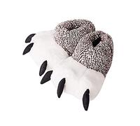 YILANLAN Zapatillas Cálidas de Pata para Hombres y Mujeres - Diseño de Pies de Monstruo Animal, Garra de Oso de Peluche (40/41 EU, Gris Blanco)