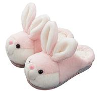 YILANLAN Zapatillas conejo animal lindo femenino zapatillas de felpa interesantes y cómodas zapatillas de casa cálidas de invierno de felpa suave (37/38, Pink slipper, numeric_37)